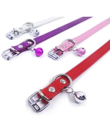 Adjustable Leather Cat Collar with Bell and Bat Wing Design - Silver Black - 8-10.4 Inches - Buy Online on GoSupps.com