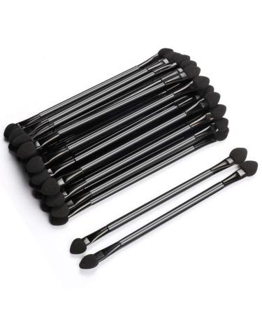 Professional Double Head Eyeshadow Brushes Cosmetic Tool 30 Pcs Disposable Dual Sides Eyeshadow Sponge Brushes Makeup Applicator, with 12 cm Long Handle, Black