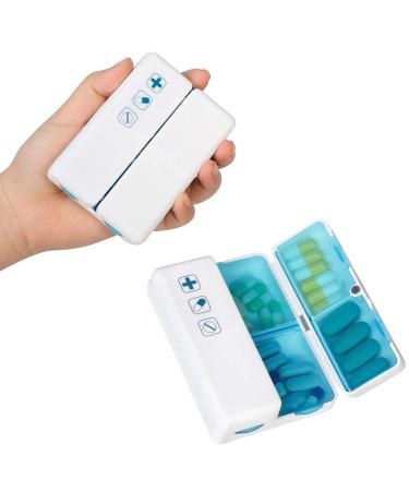 Opret Magnetic Foldable Pill Box Case (2 Pack) 7 Compartments Portable Pill Organizer for Travel 7 Day for Dose Pills & Vitamins Dustproof Damp Proof BPA Free (Blue) Pack of 2