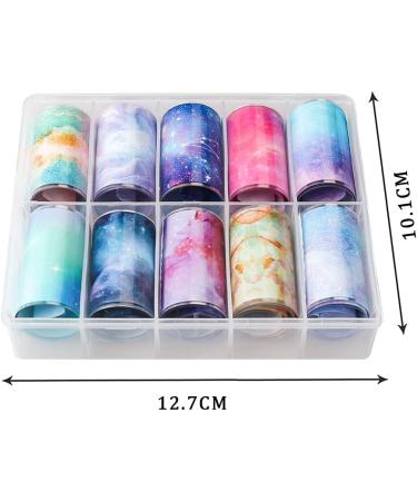 10 Roll Starry Sky Nail Art Foil Stickers - Colorful Holographic Transfer Decals for Women's DIY Nail Designs - Buy Online on GoSupps.com
