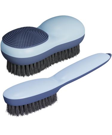 Laundry Stain Brush Scrub Brush Two-Side Household Cleaning Brush Silicone Soft Bristle Brush Laundry Clothes Underwear Scrubbing Brush for Stain Removal Easy to Grip (Blue)