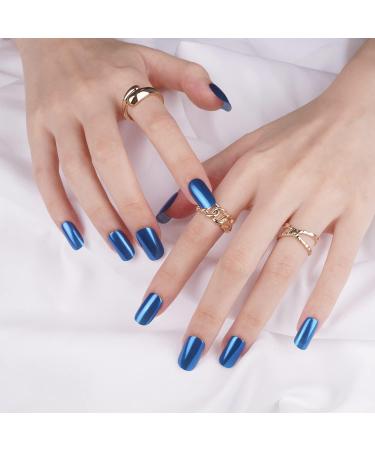 Danni & Toni Half Hardened Gel Nail Films - Astral Dive Blue Mirror Glossy UV Gel Foil Wraps - Self-Adhesive 28 Sticker Nail Design - Buy Online on GoSupps.com