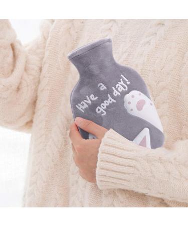 Bncxdc Cat-Gray Hot Water Bottle 350ml - Durable Rubber Mini Water Bag with Cloth Cover for Warmth, Strong Sealing for Hands, Neck, Waist - Buy Online on GoSupps.com