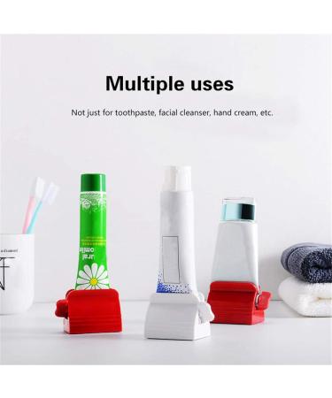 2 Pieces Rolling Tube Toothpaste Squeezer Toothpaste Seat Holder Stand Multifunction Manual Rotate Toothpaste Dispenser Bathroom Tooth Cleaning Accessories -Red White - Buy Online on GoSupps.com