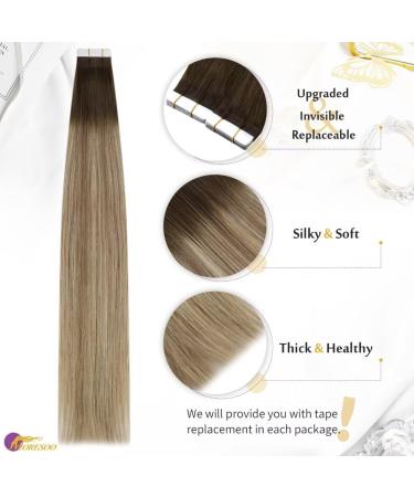 Shop Moresoo Real Hair Extensions - Tape In Ombre Blonde & Dark Brown 40cm 25g - Invisible Extensions - Buy Online on GoSupps.com