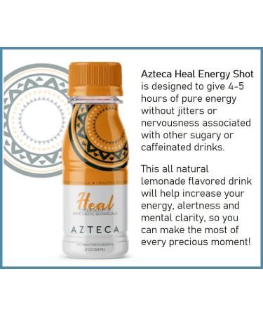 Azteca Botanicals Organic Energy Shot - Boost Performance & Wellness | Natural Energy Shots with Vitamin B12 - Lemon Flavor (6 Pack - Buy Online on GoSupps.com