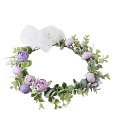 amangul Flower Headbands Women Bride Flower Crown For Wedding Party Supply Floral Garlands Crown Hair Wreath Floral Headbands(Purple)