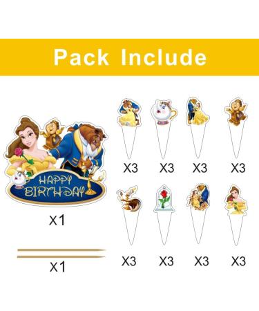SKORDO 25pcs Beauty Party Decorations with 24pcs Beast Cupcake Toppers 1pcs Cake Topper for Belle Birthday Party Supplies - Buy Online on GoSupps.com