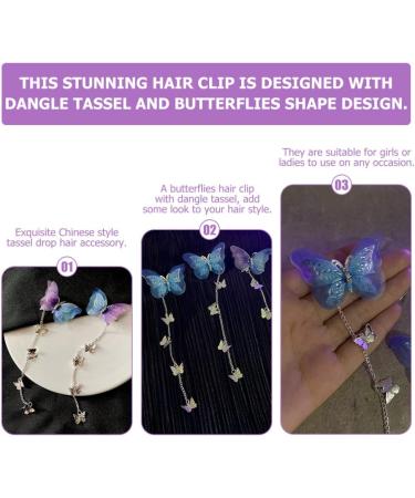 10 Pairs Tassel Butterflies Hair Clip Blue Pink Butterflies Hairpin Double Layer Fabric Butterfly Clips Flower Fairy Crown Flower Fairy Accessories for Beautiful Girls - Buy Online on GoSupps.com