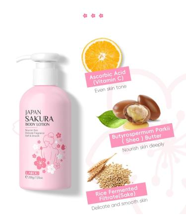 BSMKCL Luxury Firming Body Lotion for Women Extra Dry Skin Repair - Hydrating Nourishing JAPAN SAKURA Glowing Moisturizer Cream with Niacinamide & Vitamin C Non-Sticky & Fast Absorbing Silky 200ml - Buy Online on GoSupps.com