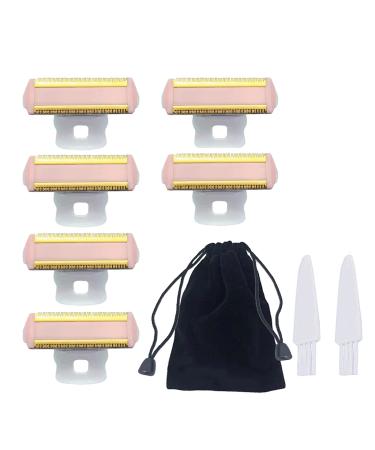 Shaver Replacement Heads Compatible with Perfect Finishing Touch Flawless Body Rechargeable Ladies Shaver Blades (Shaver Head 6PCS + velvet Bag + 2 Brushes) Shaver Head 6PCS + Bag + 2 Brushes