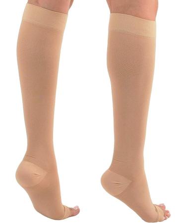 XXL Skin Color Toeless Compression Socks 23-32 mmHg | Medical Open Toe Stockings for Varicose Veins - Buy Online on GoSupps.com