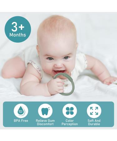 Silicone Baby Teething Rings Bracelets 4 Pack - BPA Free Chew Toys for 3+ Month Babies - Wearable Mom Bracelets - Ether, Sage, Muted, Apricot - Buy Online on GoSupps.com