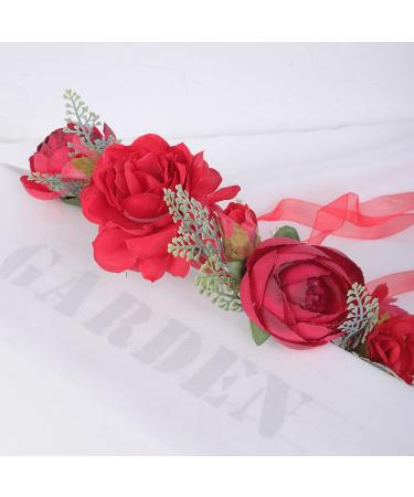 Wiwpar Red Rose Floral Crown Headband for Women - Adjustable Flower Hair Wreath Garland - Buy Online on GoSupps.com