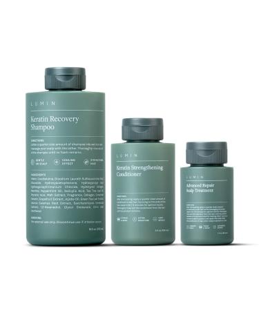 Lumin - Scalp Recovery Set for Men - Recovery Shampoo  Keratin Conditioner  Scalp Treatment - Boost Growth  Repair and Improve Hair Health - Contains Tea Tree and Keratin