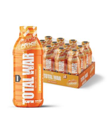 REDCON1 Total War Ready to Drink Pre Workout - Endurance Boosting Keto Friendly RTD Formula - Amino Acid + Citrulline Malate Pre Workout Drink for Men & Women (Orange Crush 12 Servings)