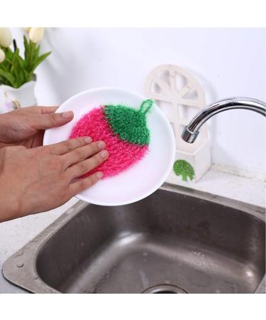 Non-Scratch Fruit Dish Scrubber 4pcs Pack Cute Durable Dish Sponges Strawberry Dish Scouring Pads Eco-Friendly Net Cloth Dish Cloths Hand Crochet Pot Scrubbers Home Kitchen Fresh Cleaning Sponge - Buy Online on GoSupps.com