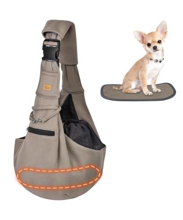 Cuby carrier bag for dogs and cats with zip pocket adjustable straps for puppies trips dog carrier bag for small dogs (gray push button) coffee brown Small