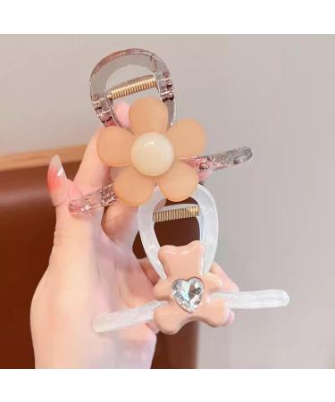 Souarts Butterfly Flowers Hair Clip Set - Non-Slip Metal Hair Clips for Girls & Women - Thick Hair Claws & Styling Accessories (Brown Bear Flowers 2 Pack) - Buy Online on GoSupps.com