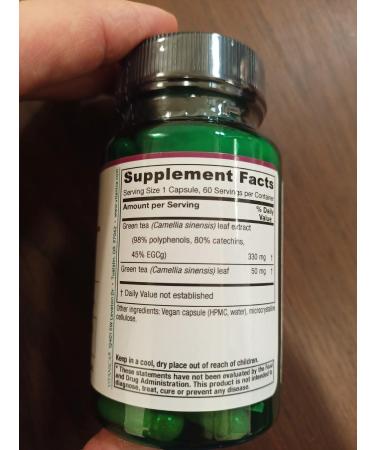 Vitanica Green Tea Extract Supplement 330mg 45% EGCG 98% Polyphenols and 80% Catechins Energy Antioxidant and Immune Support Vegan 60 Capsules - Buy Online on GoSupps.com