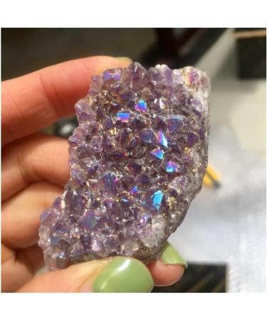 Beautiful 1PC Natural Amethyst Cluster Crystal Electroplating Titanium Quartz Cluster Stone Natural Quartz Crystal Room Decoration Stone Mineral Specimen (Size : 150-200g) - Buy Online on GoSupps.com