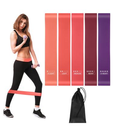Resistance straps fitness straps 5 pcs gymnastics bands resistance bands with 5 pcs different resistance levels for stretching yoga with a carrying bag and instructions