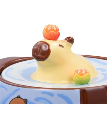 Cartoon Capybara Ceramic Bowl 950ml Large Ramen Mug with Lid and Handle Microwave Safe Cute Animal Noodle Bowl for Kids Granola or Soup Cup Pair - Buy Online on GoSupps.com