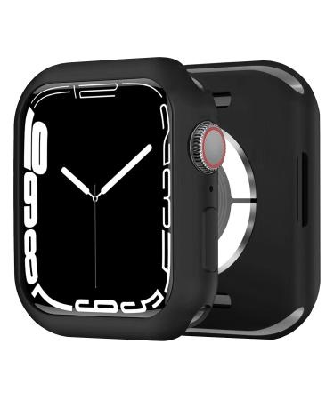 BOTOMALL for Apple Watch Case 45mm Series 7/8 Soft Flexible TPU Thin Lightweight Protective Bumper for iWatch No Screen - Black black 45mm