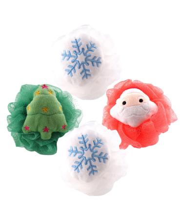 FRCOLOR 4pcs Bath Ball Bath Flower Loofah Bath Sponge Kids Bathing Sponge Christmas Body Scrubber Mesh Shower Puff Mesh Back Scrubber Stuffing Cotton Child Cleaning Supplies Cute