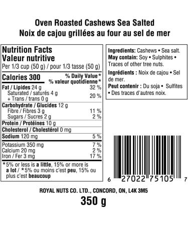 ROYAL NUTS Oven Roasted Cashew Sea Salted 350 Grams - Buy Online on GoSupps.com