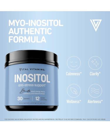 Vital Vitamins Premium Inositol Powder Supplement for Relaxation, Sleep, Liver Support - Non-GMO, Gluten-Free - 30 Servings - Buy Online on GoSupps.com