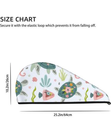 Super Absorbent Turtle & Sea Life Microfiber Hair Towel Wrap for Women - Quick Dry Coral Velvet Cap for Long Curly & Thick Hair - Buy Online on GoSupps.com