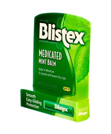 Blistex Medicated Mint Balm SPF 15 0.15 oz (Pack of 12) Mint 0.15 Ounce (Pack of 12) - Buy Online on GoSupps.com