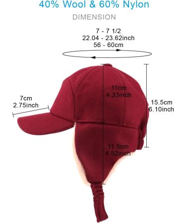 Gisdanchz Wool Baseball Hat with Ear Flaps | Red Winter Cap for Men & Women | Size 7-7 1/2 - Buy Online on GoSupps.com
