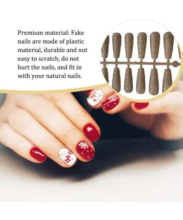 lmoikesz 24 Pieces False Nails Full Cover Extra Long Coffin Style Fingernail Patch Nail Tips DIY Supplies Manicure Decoration champagne - Buy Online on GoSupps.com