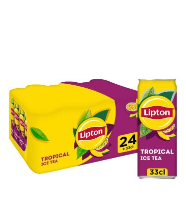 Lipton Ice Tea Tropical Th Glac aux Fruits Exotiques Mangue et Fruit de la Passion Canette 33cl Pack de 24