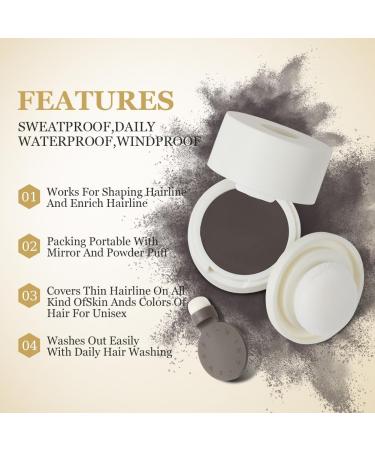 Windproof & Sweatproof Hairline Powder - Dark Brown Hair Root Concealer with Mirror and Puff - Buy Online on GoSupps.com