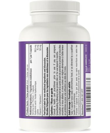 AOR - Lysine Vitamin C and Hyaluronic Acid 60 Capsules - Support Collagen Development Bone Health Healthy Cartilage Joint Health Skin Health Strengthens Tendon and Ligament Supplement - Buy Online on GoSupps.com