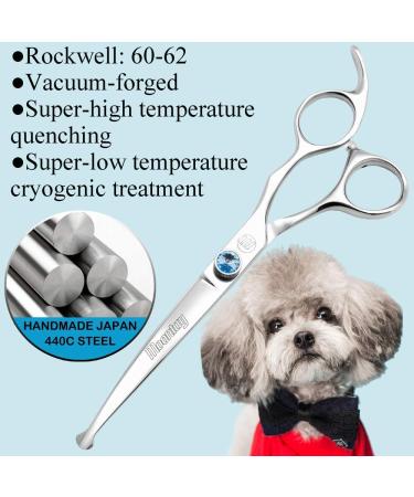 MOONTAY 7 Inch Curved Dog Grooming Scissors - Professional 440C Japanese Stainless Steel - Precision Fur Cutting Tools - Buy Online on GoSupps.com