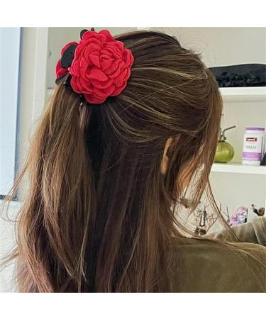Red Rose Flower Hair Clip Artificial Red Rose Flower Hairpin for Bridal Bridesmaid Girls Dancer Hair Brooch and Pins for Women Rose Red Hair Accessories for Christmas Wedding - Buy Online on GoSupps.com