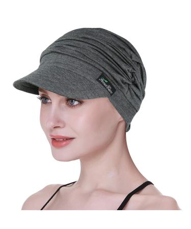 FocusCare Soft Chemo Scarves for Women Bamboo Fabric Baseball Cap Turban for Hair Loss Dark Health Gray