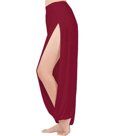 Lofbaz High Slit Yoga Harem Pants XL Dark Red - Women's Dance & Maternity Trousers - Buy Online on GoSupps.com