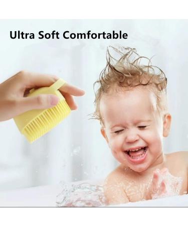 Silicone Bathroom Brush & Massage Shampoo Dispenser - Soft Shower Cleaning Tool for Kids Pets & Adults - Yellow - Buy Online on GoSupps.com