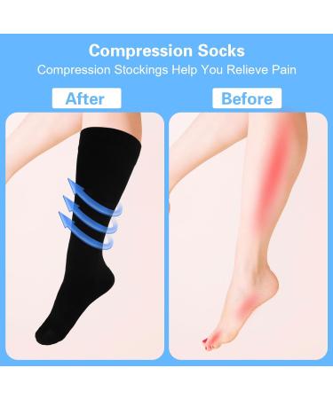 Jeffdad 2 Pairs Compression Socks for Women Men 15-25mmHg Knee High Compression Stockings for Sport Medical Compression Flight Socks for Nurses Running Flying Pregnancy Travel S-M - Buy Online on GoSupps.com
