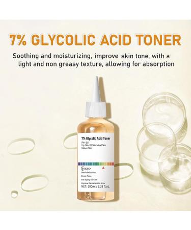 7% Glycolic Acid Exfoliating Toner Exfoliating Facial Toner Pore Minimizing Toner Smooth Skin Even Tone Hydrating Formula 3.38 Fl Oz (Pack of 1) - Buy Online on GoSupps.com