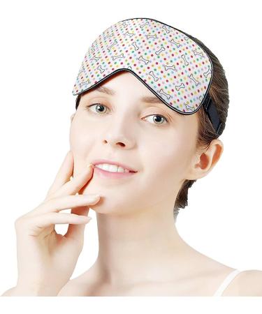 Colorful Dog Bone & Polka Dot Sleep Mask for Women - Adjustable Eye Shades with Elastic Strap - Buy Online on GoSupps.com