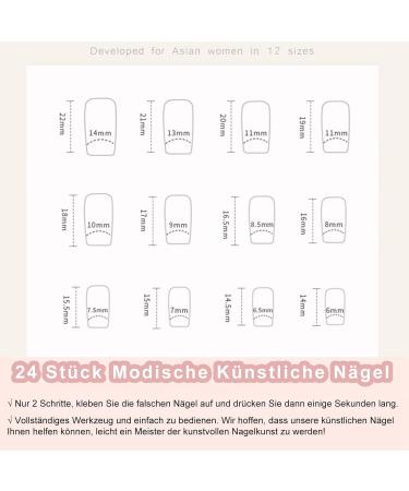 Shop Mrcuvaryas Press On Nails - Square Bunt French Fake Nails Full Cover 24 Colorful Acrylic Sets with Nail Glue for Women - Buy Online on GoSupps.com
