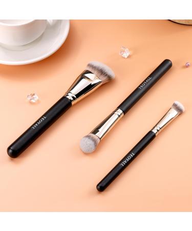 TEOYALL Flat Angled Brushes Flawless Foundation Brush Under Eye Concealer Brush Bronzer Brush with Liquid Cream Powder L/M/S - Buy Online on GoSupps.com