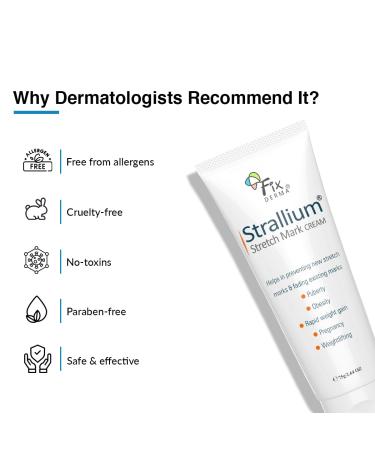 Fixderma Strallium Anti Stretch Mark Cream | 10% Aloe Vera | Best Stretch Mark Cream for Pregnancy & Removal - 2.64 Oz - Buy Online on GoSupps.com