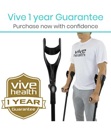 Vive Forearm Crutches (Pair) - Lightweight & Adjustable for Adults - Ergonomic Design, Heavy Duty Lofstrand Crutches - Comfortable on Wrist - Non Skid Tips - Black - Buy Online on GoSupps.com